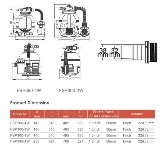 Фильтрационная система для бассейна Aquaviva FSP300-ST33 4 м3/час